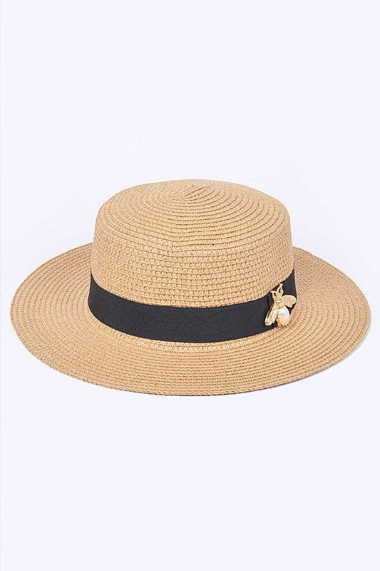 Iconic Bee Accent Straw Fedora Hat