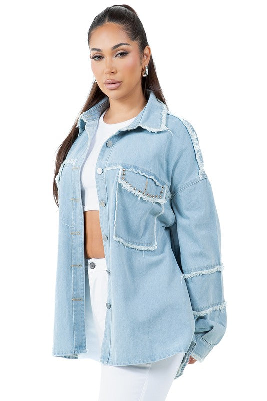 WOMEN FASHION OVERSIZE DENIM SHIRT