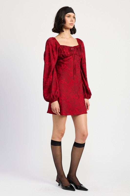 LONG SLEEVE LACE MINI DRESS