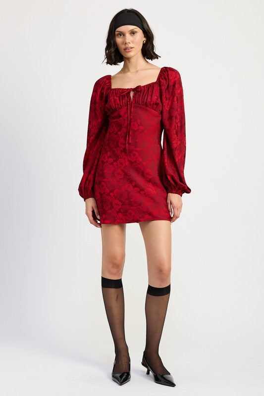 LONG SLEEVE LACE MINI DRESS