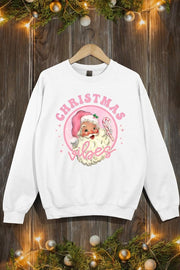 Pink Christmas Vibes Graphic Fleece Sweatshirts