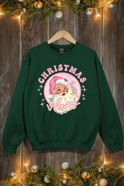 Pink Christmas Vibes Graphic Fleece Sweatshirts