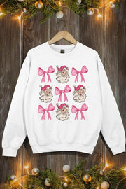 Coquette Pink Christmas Graphic Fleece Sweatshirts