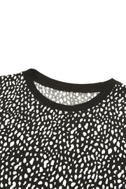 Black Animal Print Long Sleeve Top