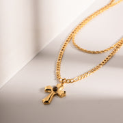 18K Gold-Plated Double Layered Cross Necklace