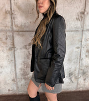 Pleather Long Blazer Jacket