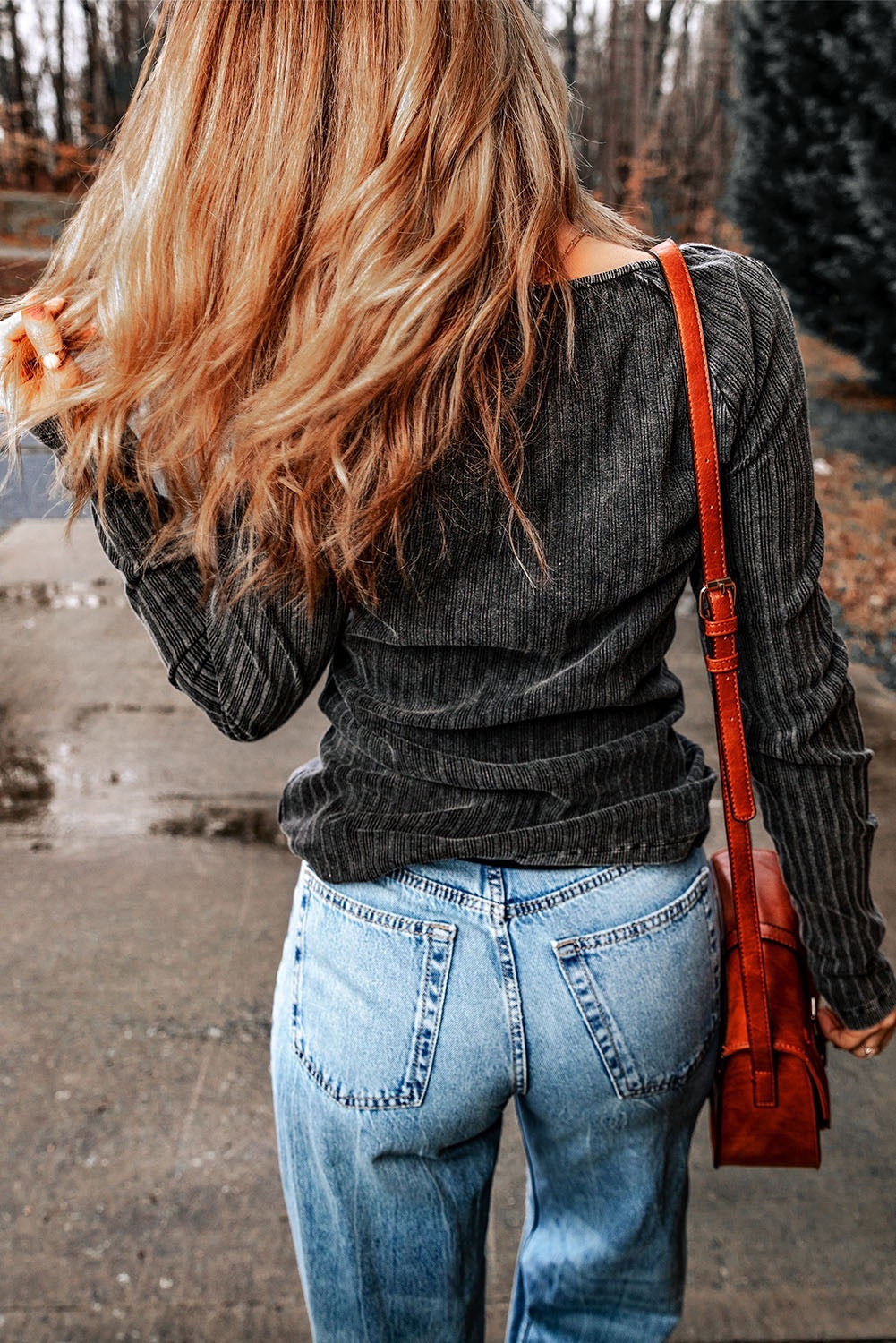 Black Vintage Ribbed Knit Top