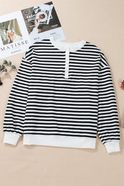 Stripe Color Block Crew Neck Oversized Sweatshirt