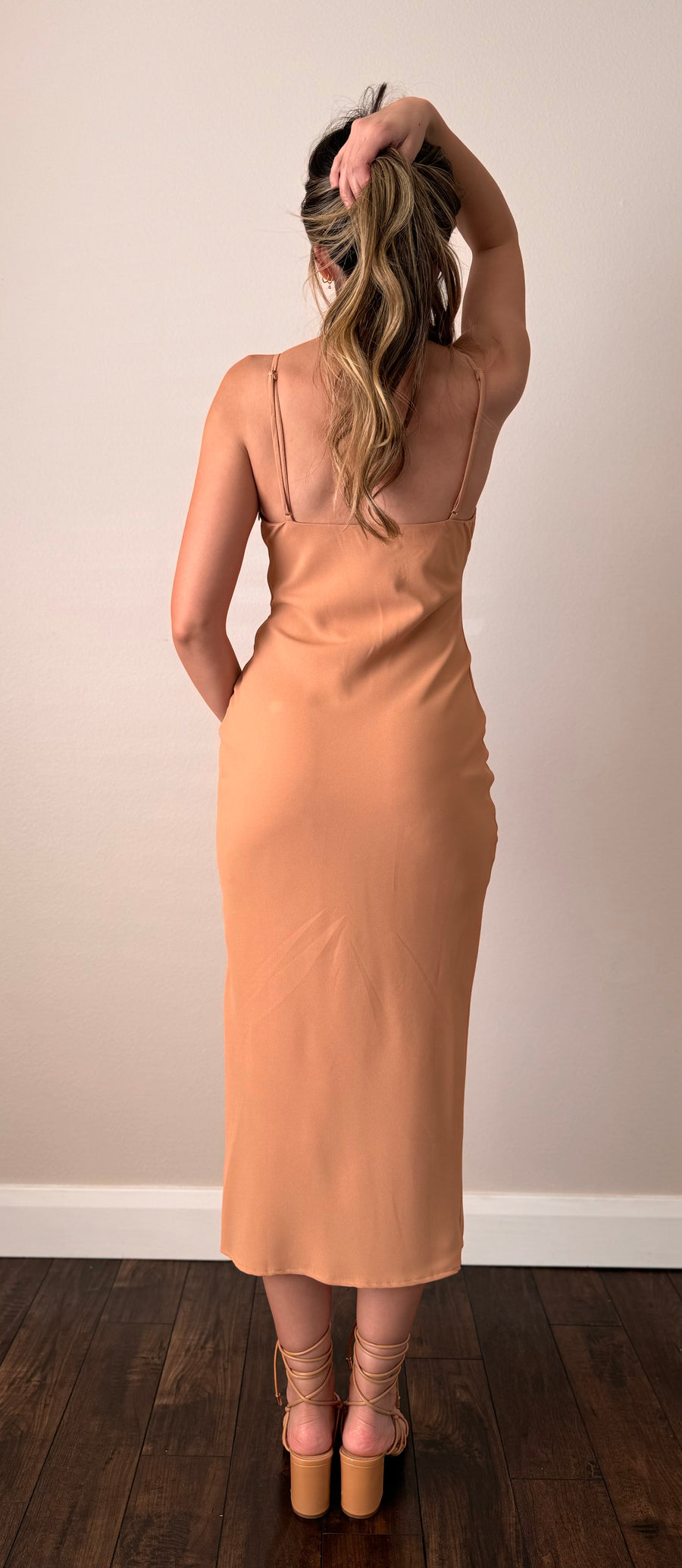 Cowl Neck Crepe Dress