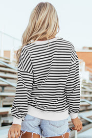 Stripe Color Block Crew Neck Oversized Sweatshirt